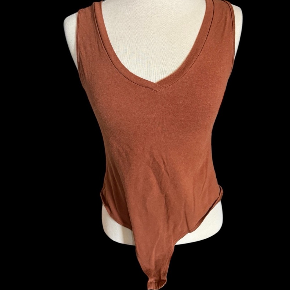 Windsor Rust Brown V-Neck Tank Bodysuit